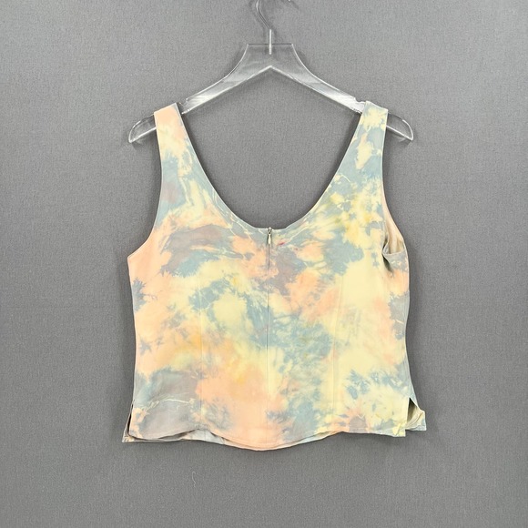 THOM SMITH Vintage Shirt Womens 10 Pink Blue Tie Dye Silk Tank Cami Scoop Neck - Picture 2 of 13